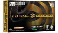 Federal Ammo Gold Medal 6mm Creedmoor 107 Grain Si